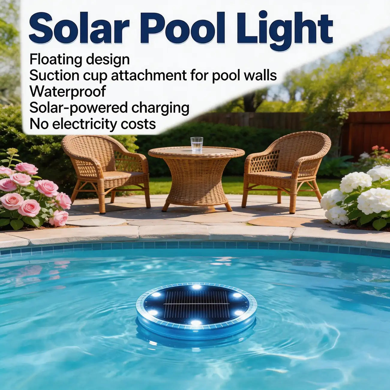 floating solar pool lights, backyard ambiance