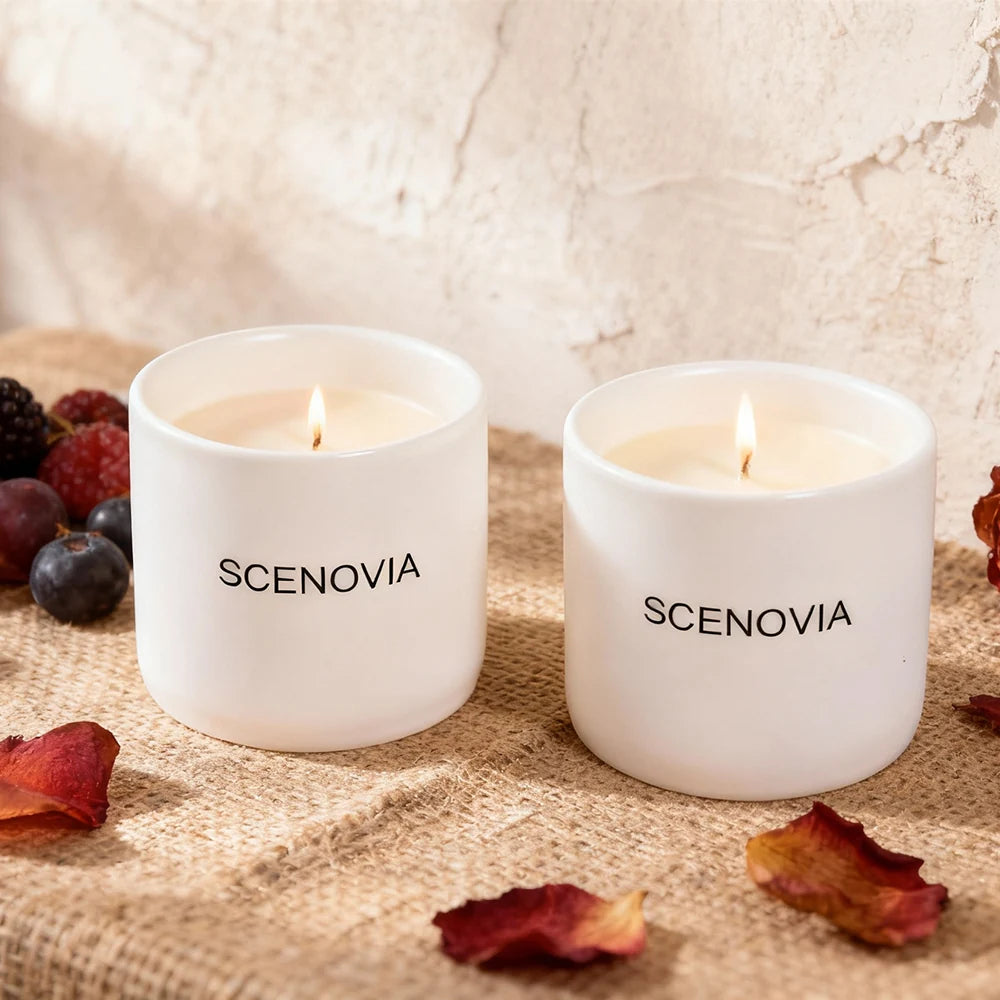 Berry Rose Luxury Scented Candle Set of 2 by SCENOVIA