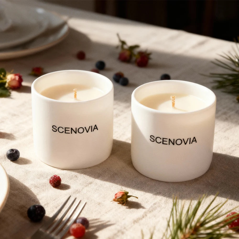 SCENOVIA Berry Rose Aromatherapy Scented Candle with Essential Oils