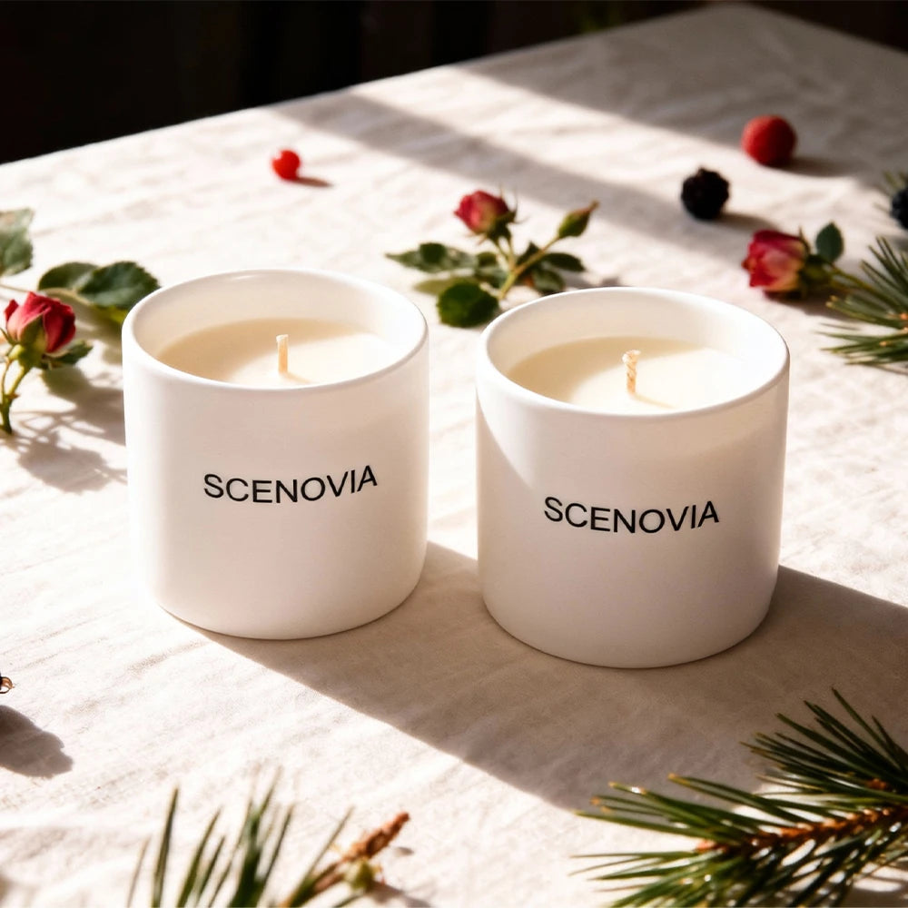 Berry Rose Decorative Soy Wax Scented Candle Duo - SCENOVIA