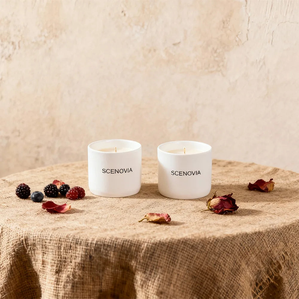 SCENOVIA Berry Rose Long-lasting Scented Candle for Stress Relief