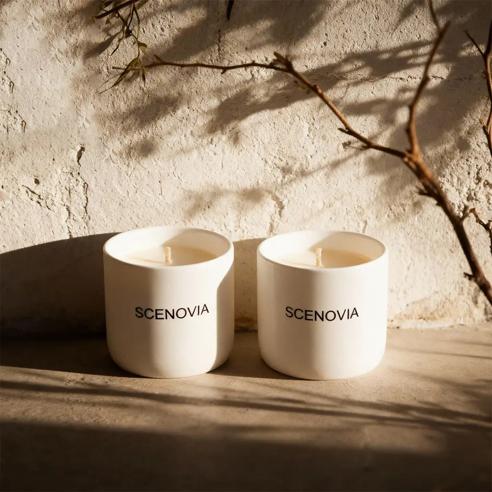 Blue Collier Driftwood Decorative Soy Wax Scented Candle Duo - SCENOVIA