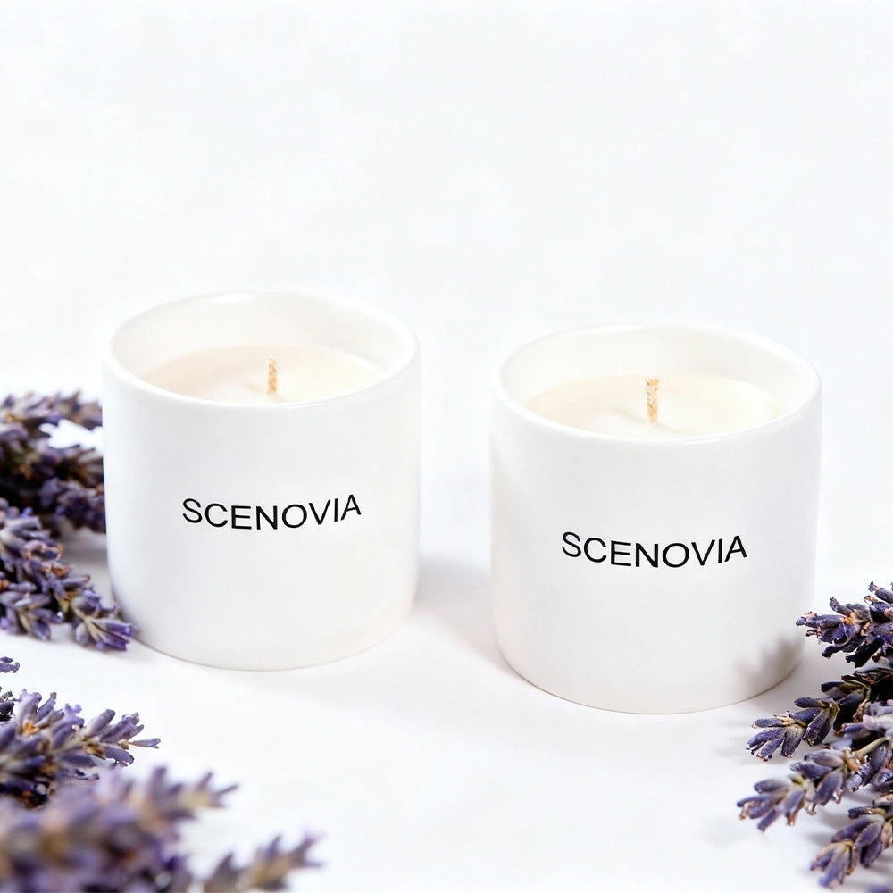 Lavender Eucalyptus Luxury Scented Candle Set of 2 by SCENOVIA