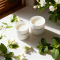 White Jasmine And Mint Relaxing Spa-quality Scented Candle Set - SCENOVIA