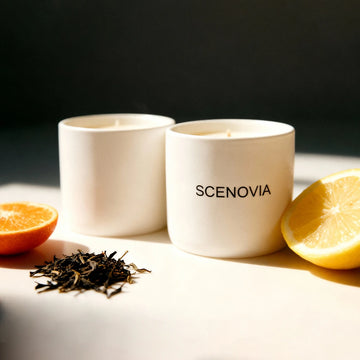 White Tea Happy Luxury Scented Candle Set of 2 by SCENOVIA