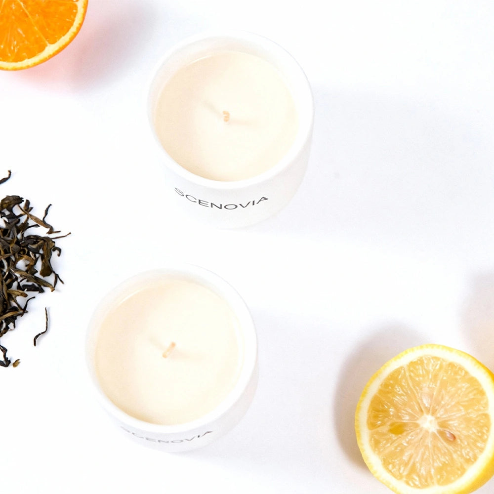 SCENOVIA White Tea Happy Elegant Home Fragrance Scented Candle