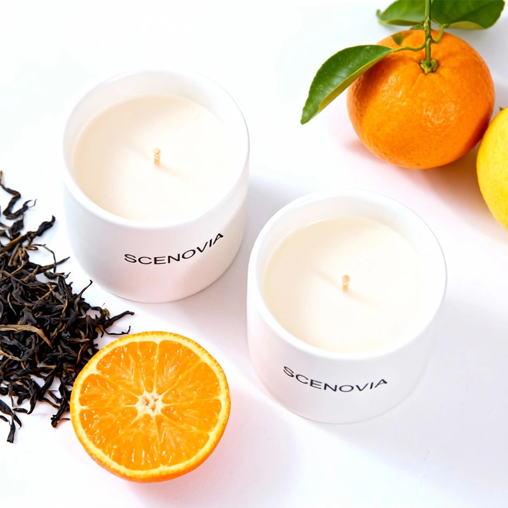 White Tea Happy Relaxing Spa-quality Scented Candle Set - SCENOVIA