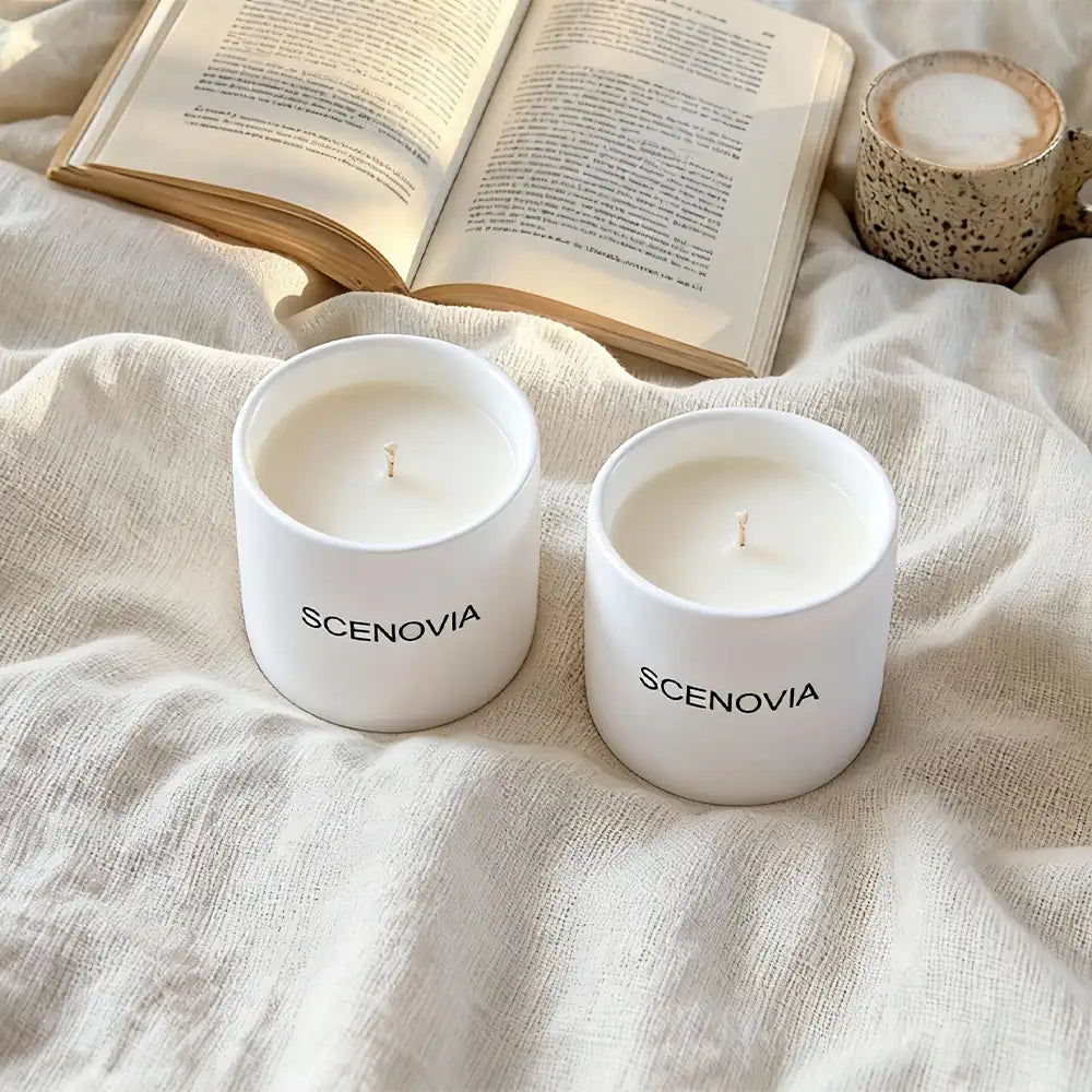 White Waiting 2-Piece Candle Gift Set for Home Decor - SCENOVIA