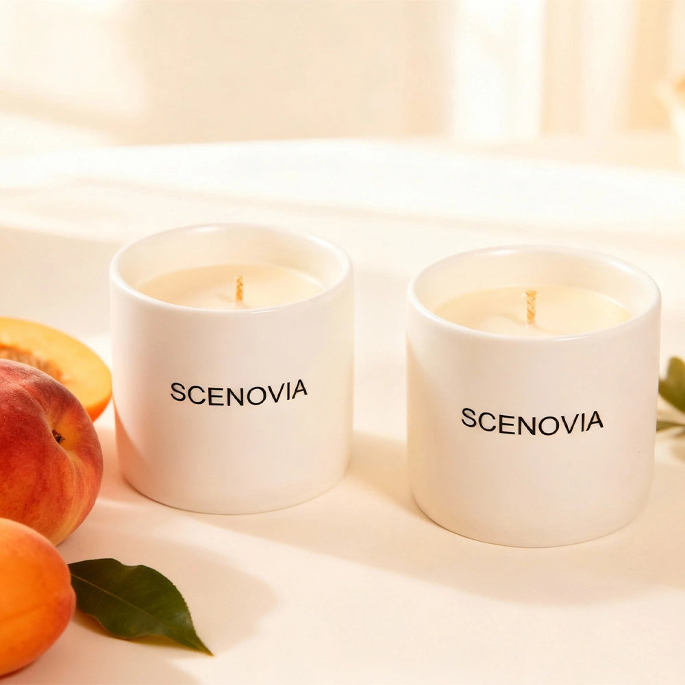 Wild Peach Bush Hand-poured Premium Fragrance Candle - Set of 2 by SCENOVIA