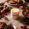 Berry Rose scented candle, sunlit windowsill