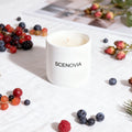 Berry Rose scented candle, with fresh florals