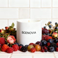 Berry Rose scented candle, bathroom spa setting