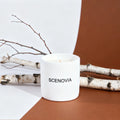 Blue Collier Driftwood scented candle, melted wax top view