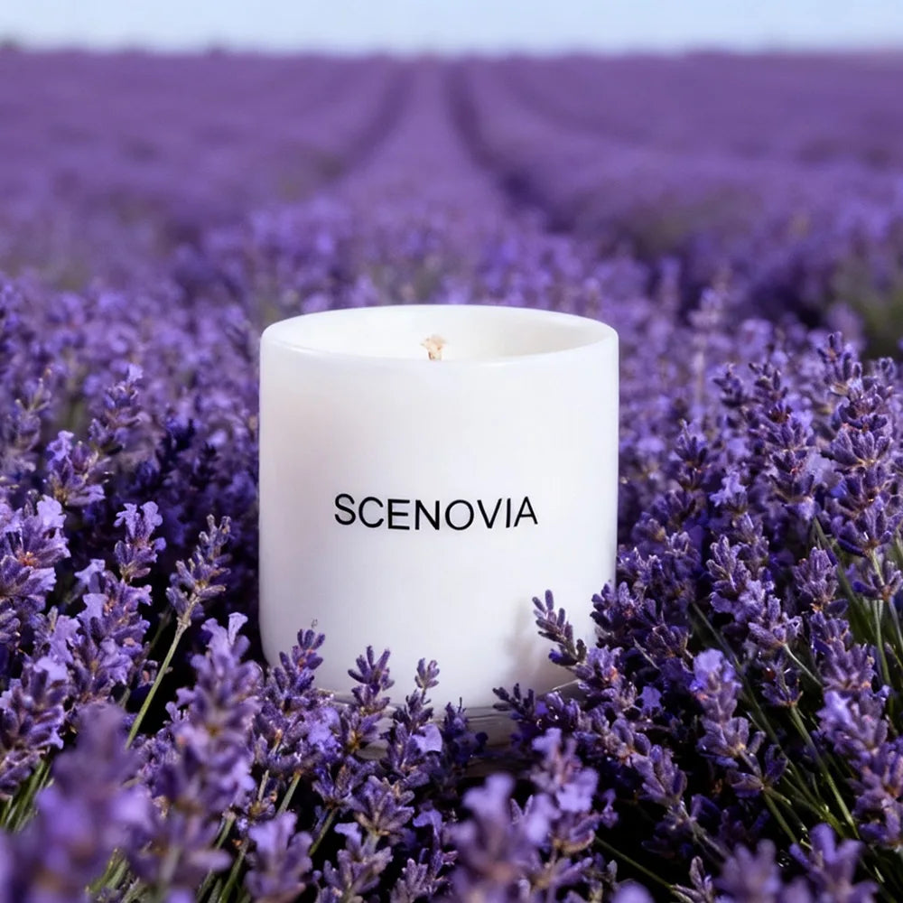 Lavender Eucalyptus scented candle, calming herbal, sleep-friendly