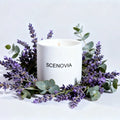 Lavender Eucalyptus scented candle, with fresh florals
