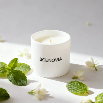 White Jasmine & Mint scented candle, floral mint, refreshing