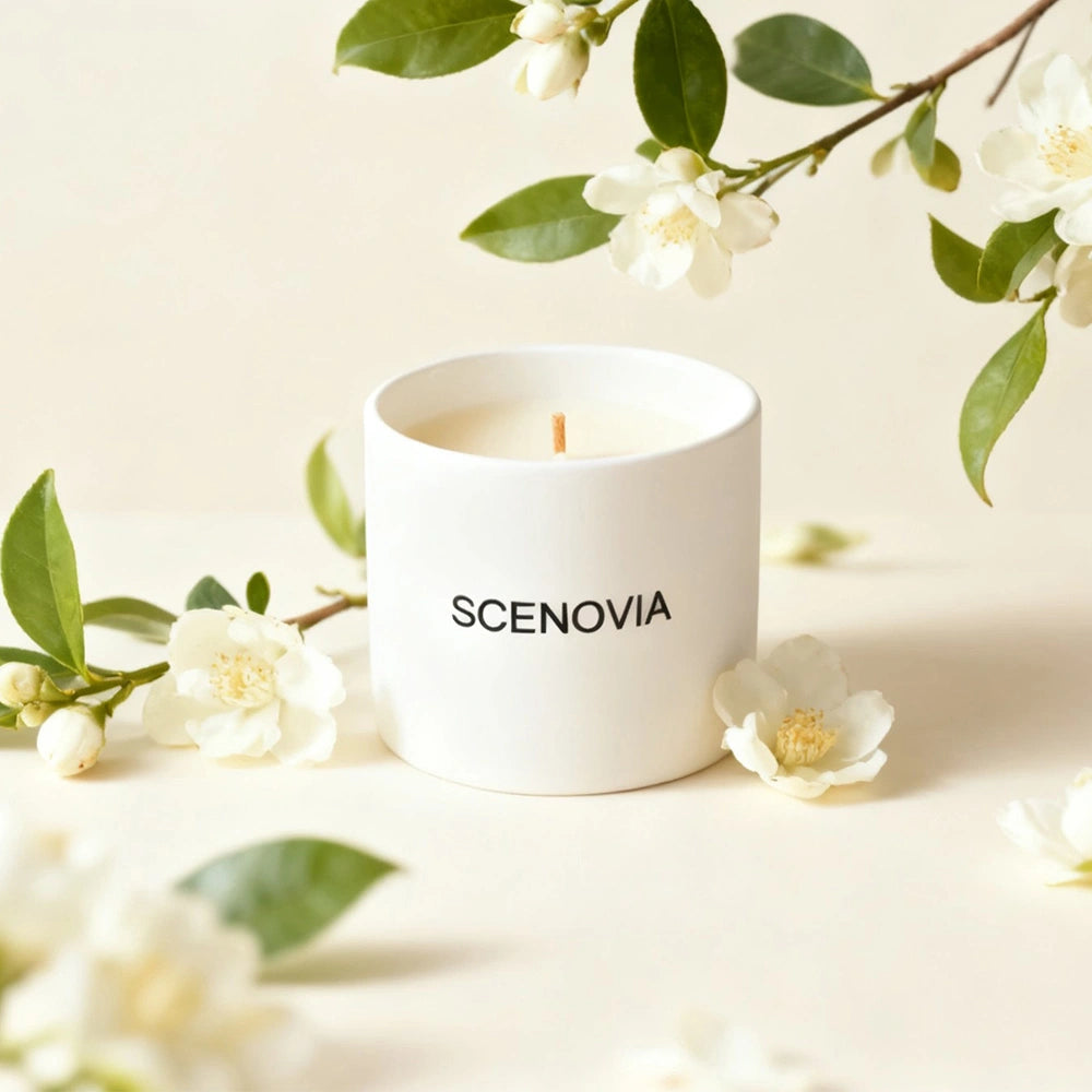 White Tea Happy scented candle, delicate white tea, soothing