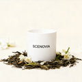 White Tea Happy scented candle, melted wax top view