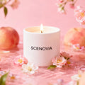 Wild Peach Bush scented candle, with fresh florals