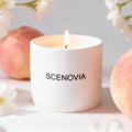 Wild Peach Bush scented candle, melted wax top view