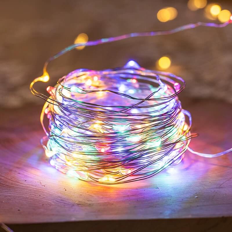 solar copper wire string lights, 32m, 300 LED warm white, IP65,multicolor