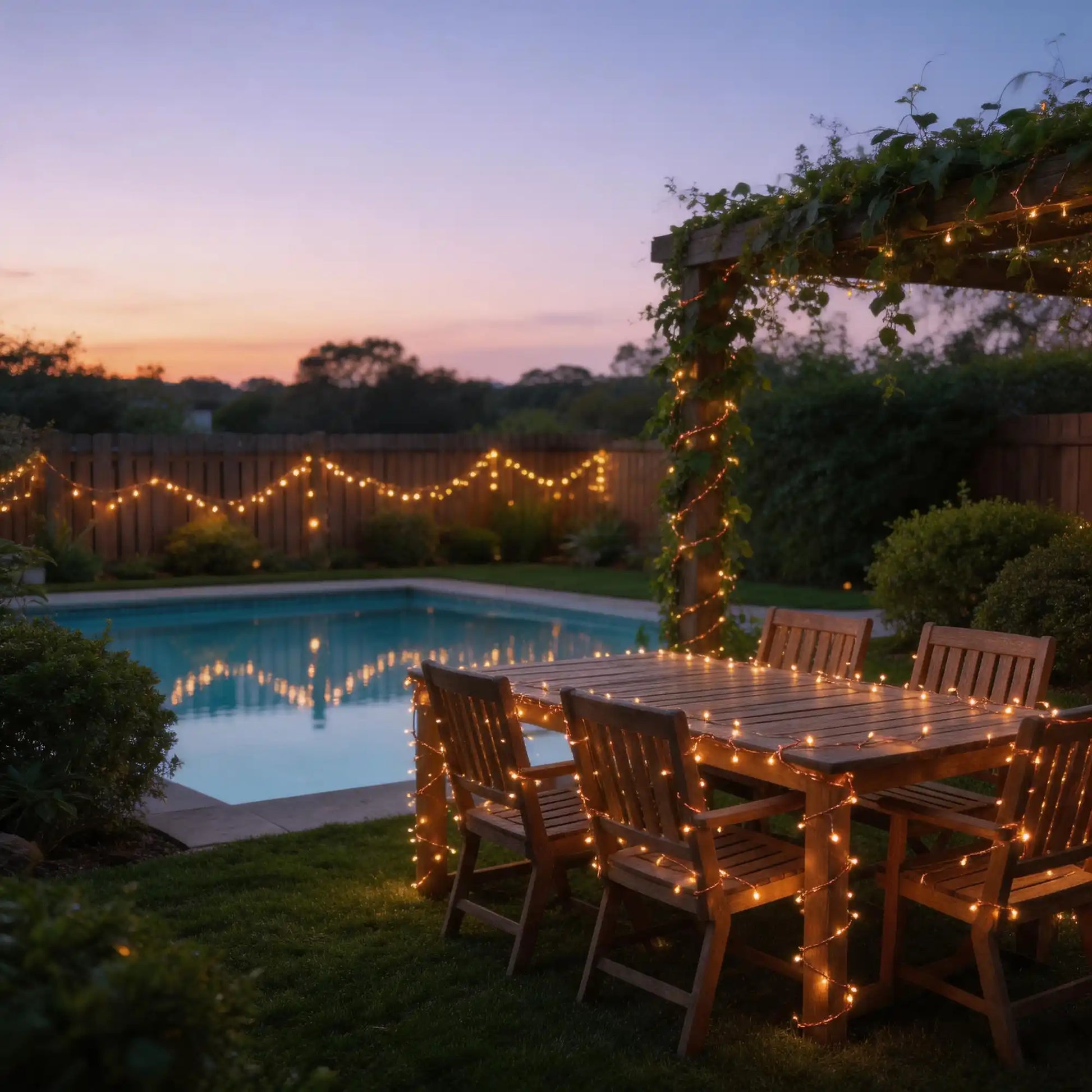 solar copper wire string lights, multi-unit display