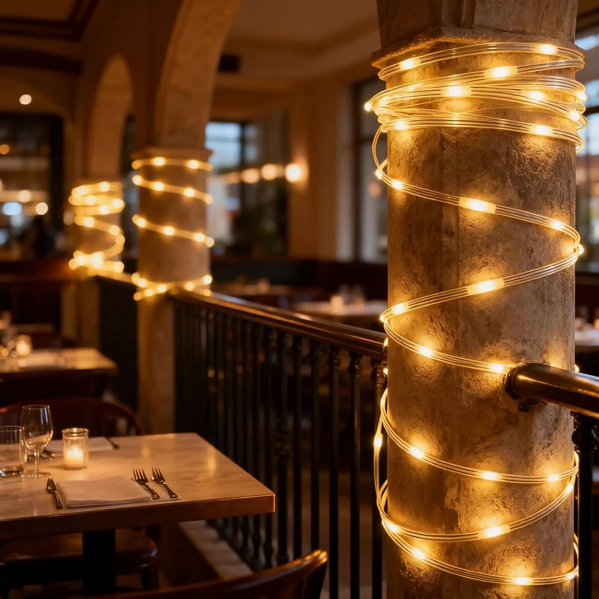 solar garden rope lights, poolside decor