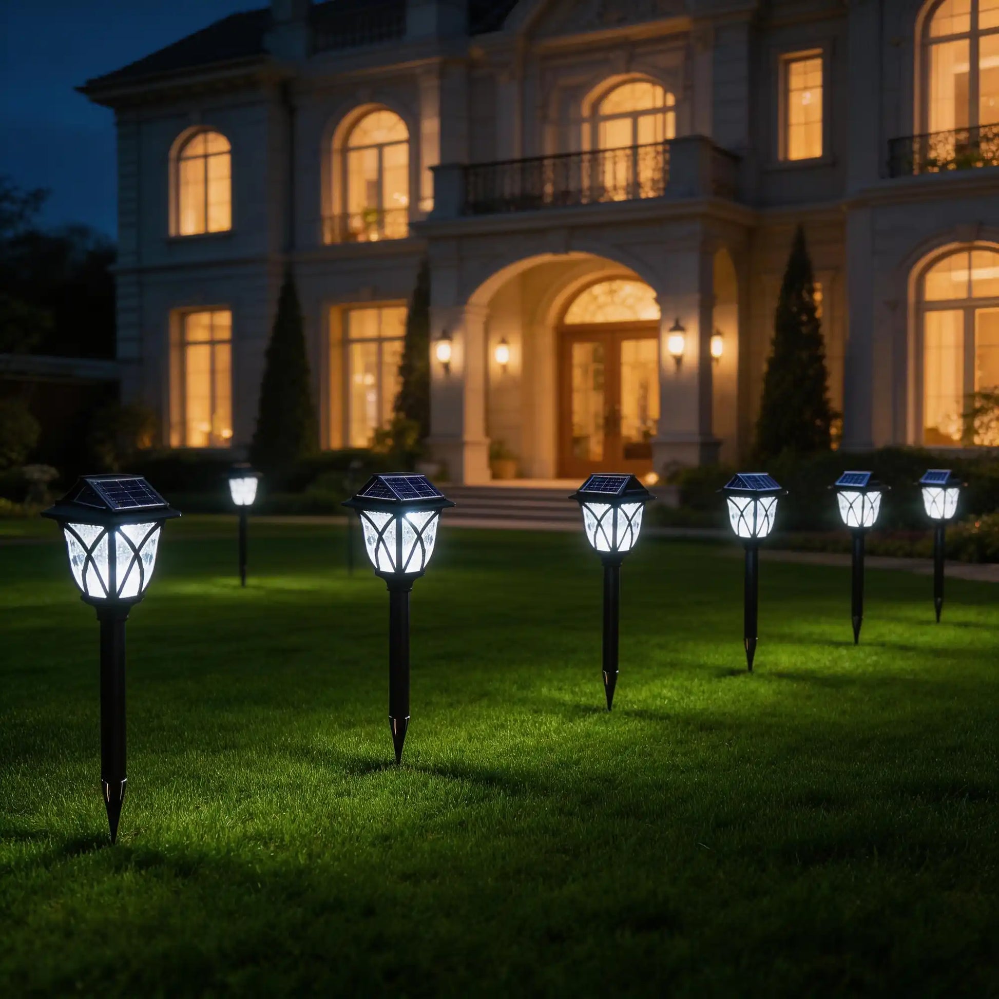 solar landscape lights, LED close-up at night