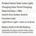 solar lotus light, solar panel detail