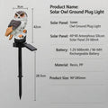 solar owl garden lamps, LED close-up at night