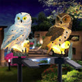 solar owl garden lamps, white picket fence
