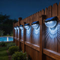 solar semi-circular outdoor lights, LED close-up at night
