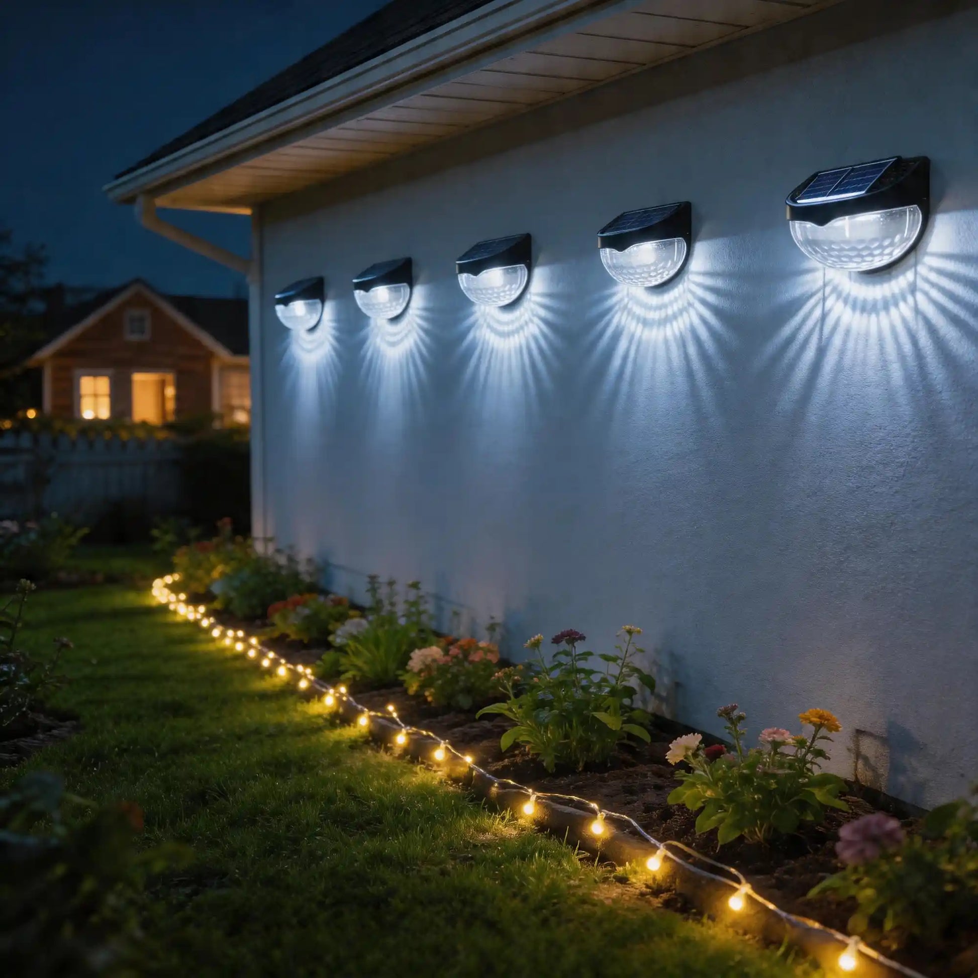 solar semi-circular outdoor lights, multi-unit display
