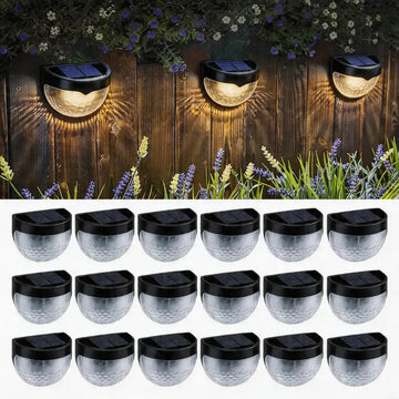 solar semi-circular outdoor lights, with potted plants