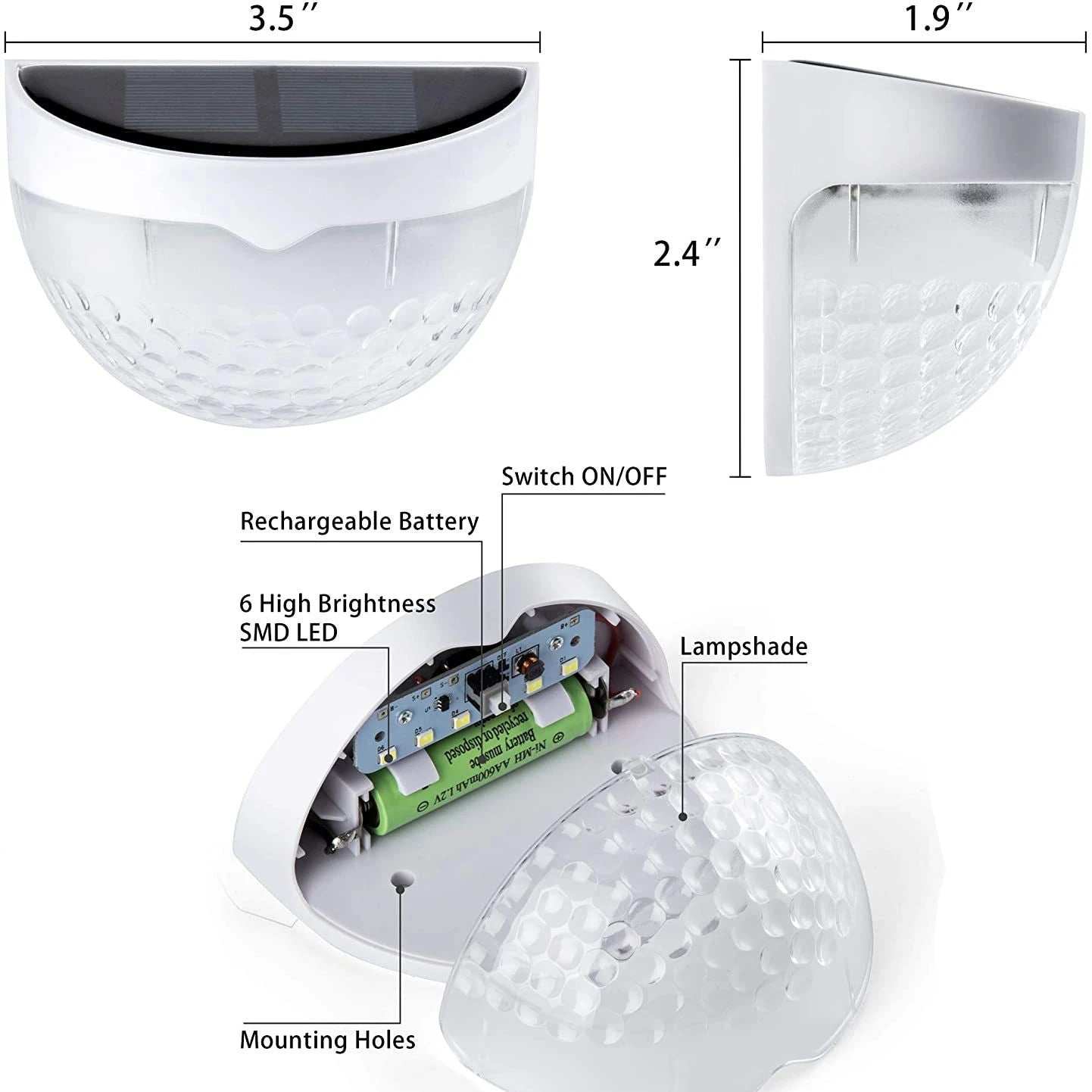 solar semi-circular outdoor lights, white picket fence