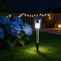 solar LED stick lights, white picket fence