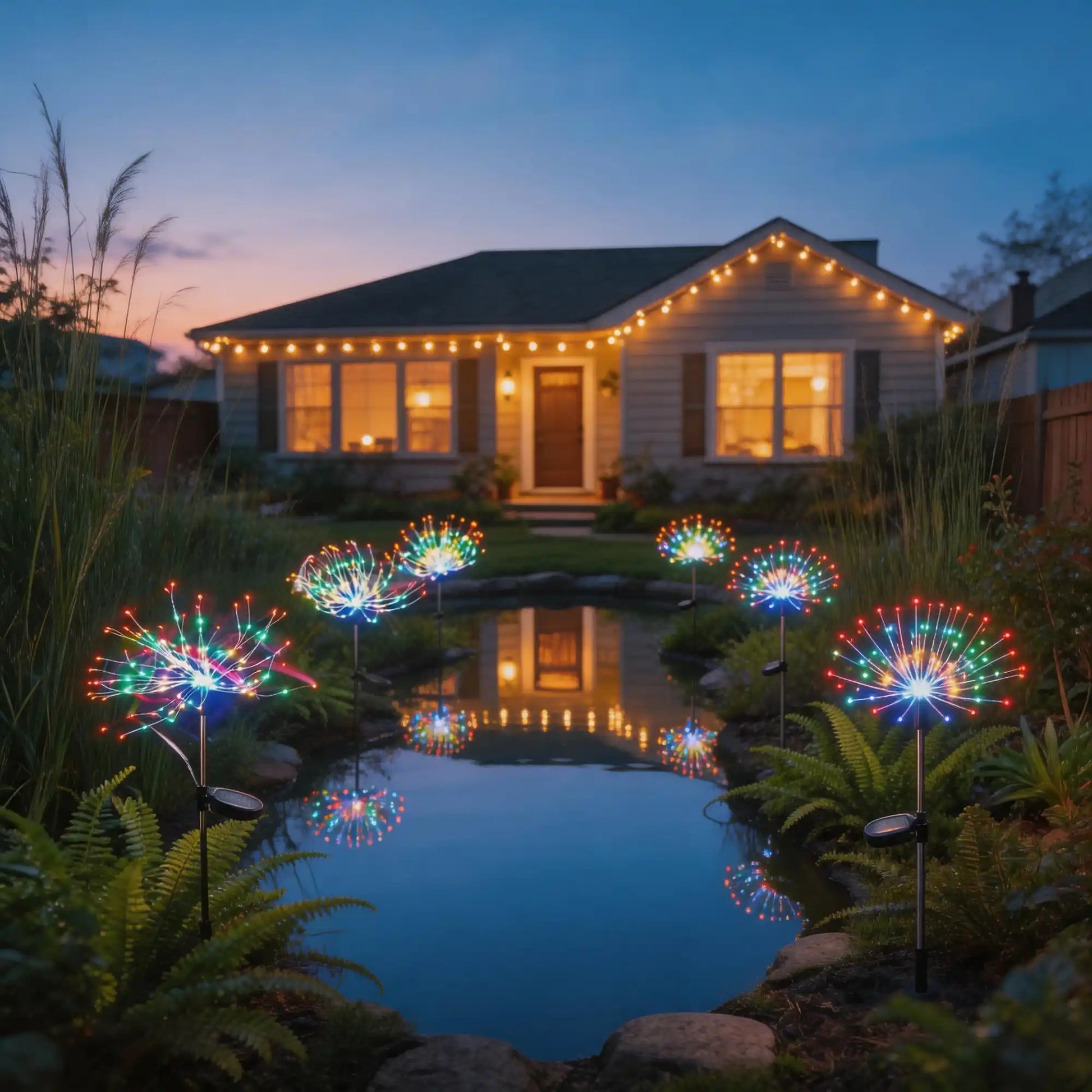 solar firework lights, Australian backyard
