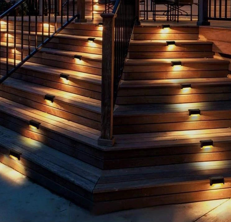 solar step lights, solar panel detail