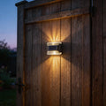solar wash wall lamps, garden landscape, dusk