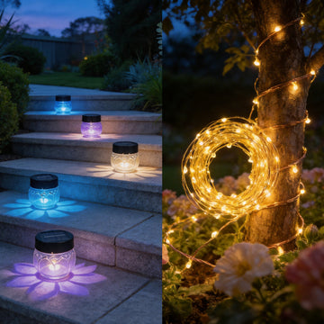 32m Solar Copper Wire Fairy Lights,2pcs solar glass Lotus light