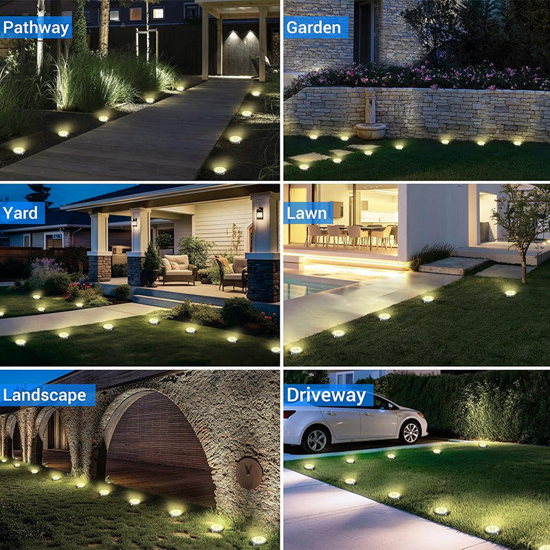 solar buried lights, backyard ambiance